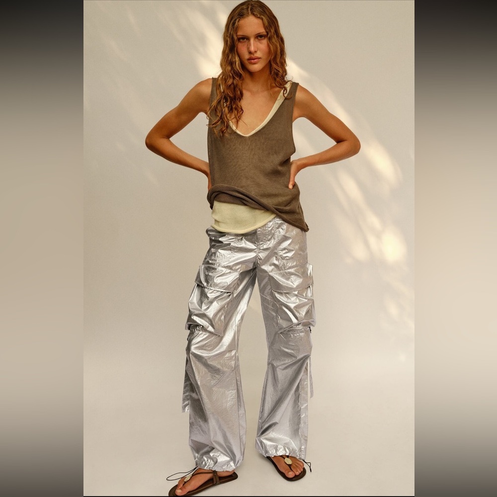 Zara shiny cargo pants